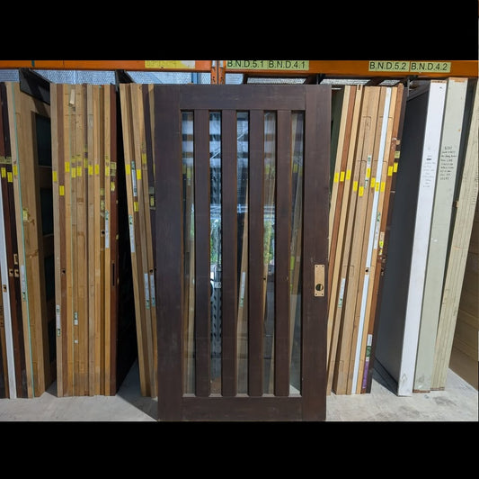 Timber Entry Door - 2340h x 1200w Solid Core w/ 5 x Clear Glass *Second Hand* 30332