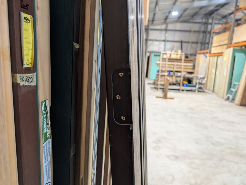 Timber Entry Door - 2340h x 1200w Solid Core w/ 5 x Clear Glass *Second Hand* 30332