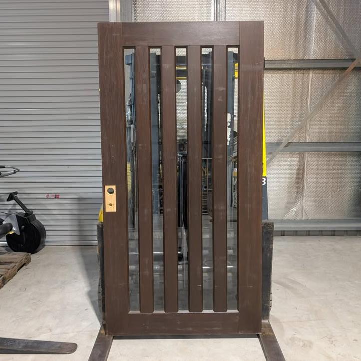 Timber Entry Door - 2340h x 1200w Solid Core w/ 5 x Clear Glass *Second Hand* 30333