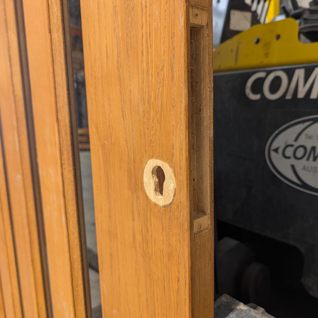 Timber Entry Door - 2340h x 1200w Solid Core w/ 5 x Tinted Glass *Second Hand* 30334