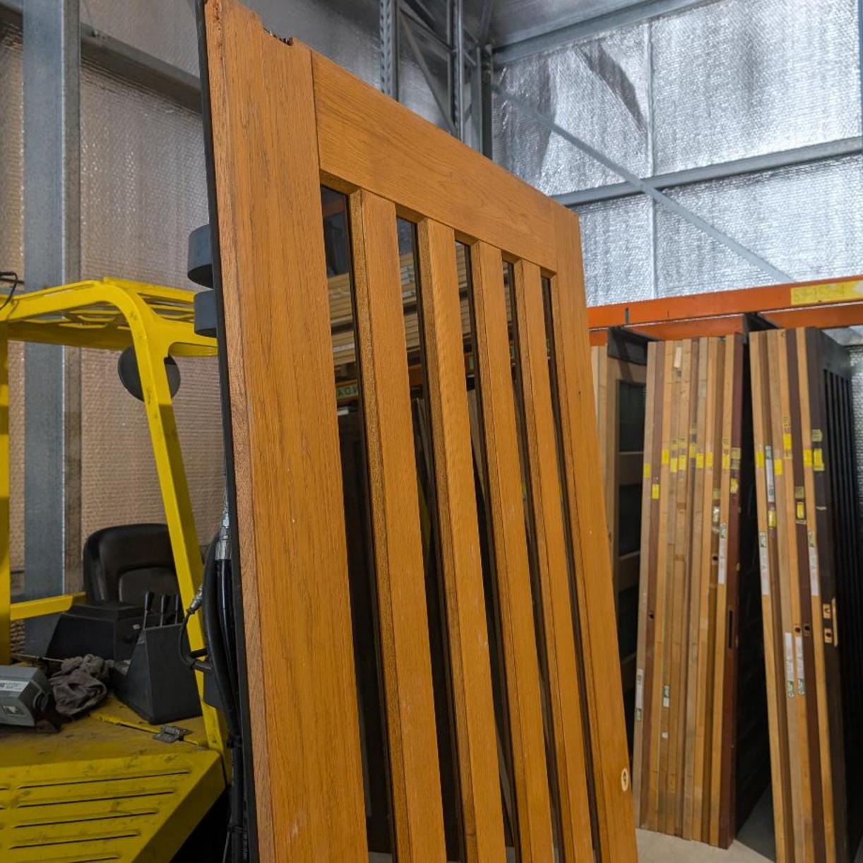 Timber Entry Door - 2340h x 1200w Solid Core w/ 5 x Tinted Glass *Second Hand* 30334