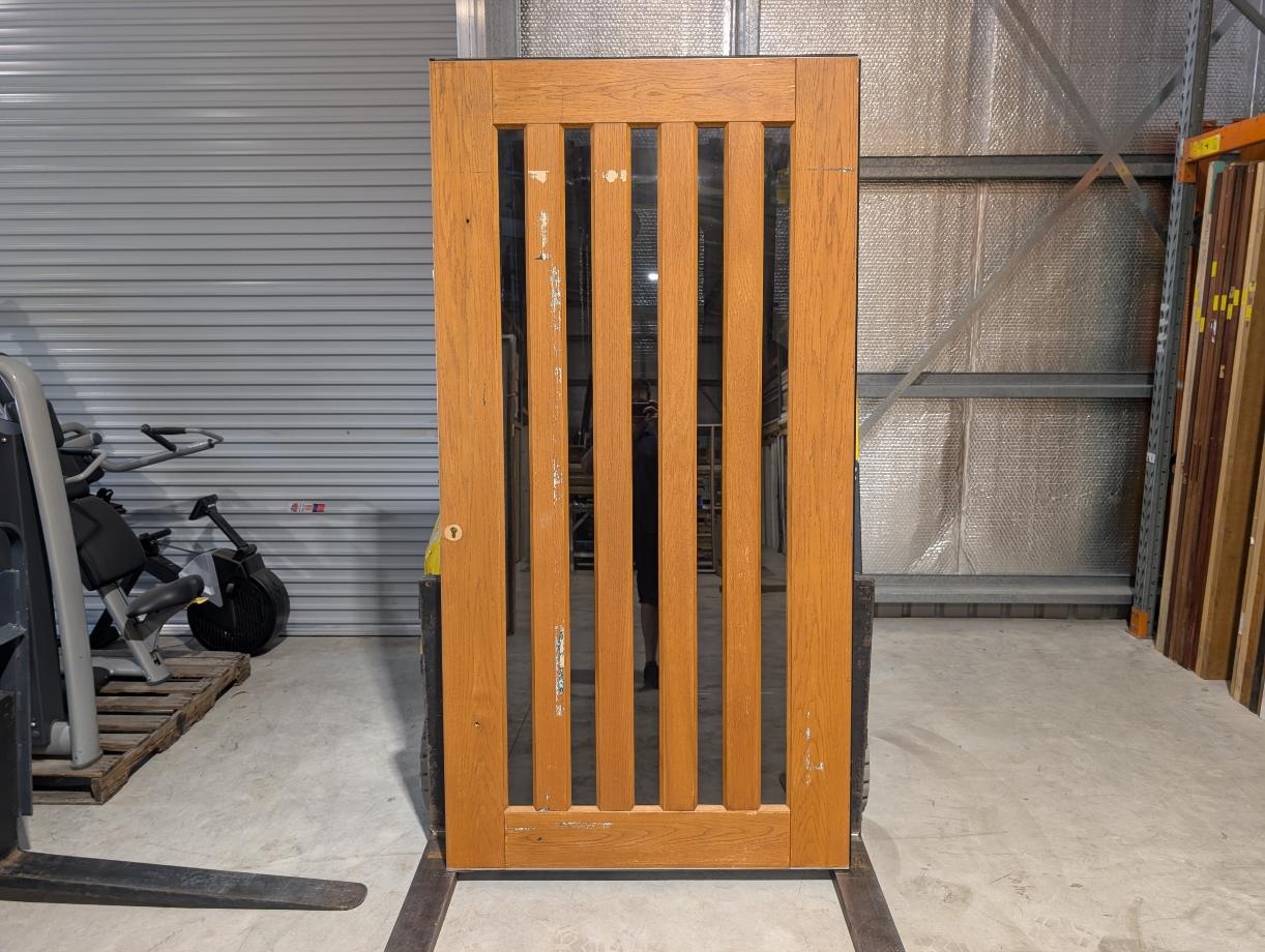 Timber Entry Door - 2340h x 1200w Solid Core w/ 5 x Tinted Glass *Second Hand* 30334