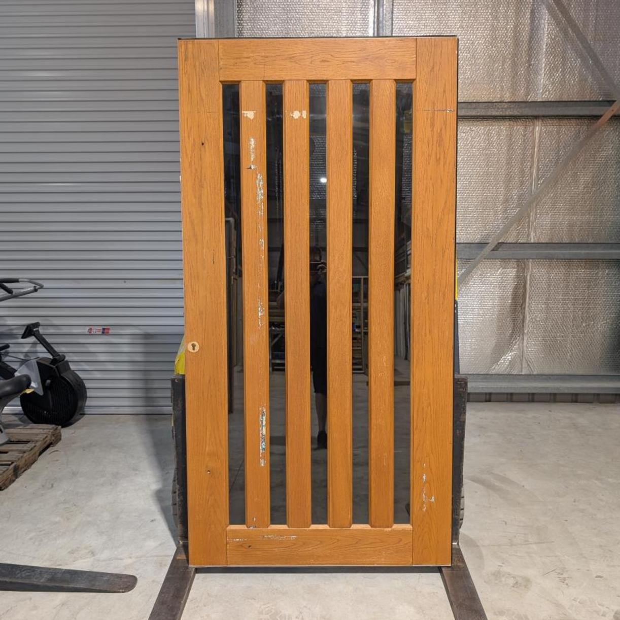 Timber Entry Door - 2340h x 1200w Solid Core w/ 5 x Tinted Glass *Second Hand* 30334