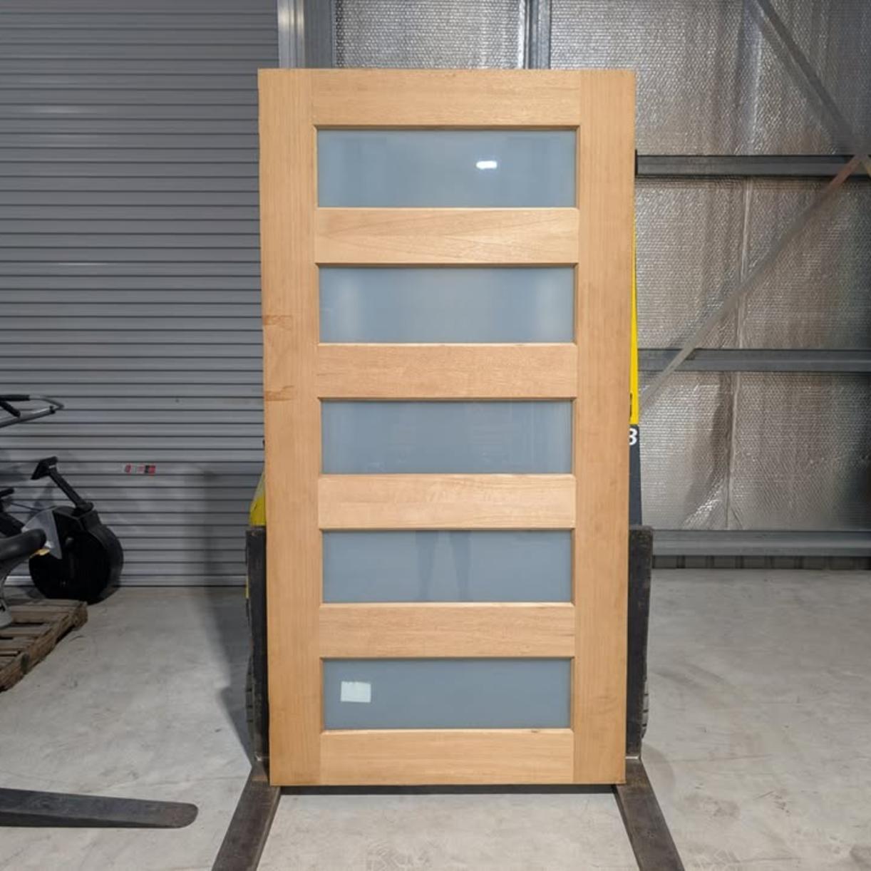 Timber Entry Door - 2340h x 1195w Solid Core w/ 4 x Obscure (Frosted) Glass *Factory Second* 30338