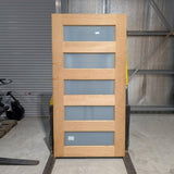 Timber Entry Door - 2340h x 1195w Solid Core w/ 4 x Obscure (Frosted) Glass *Factory Second* 30338