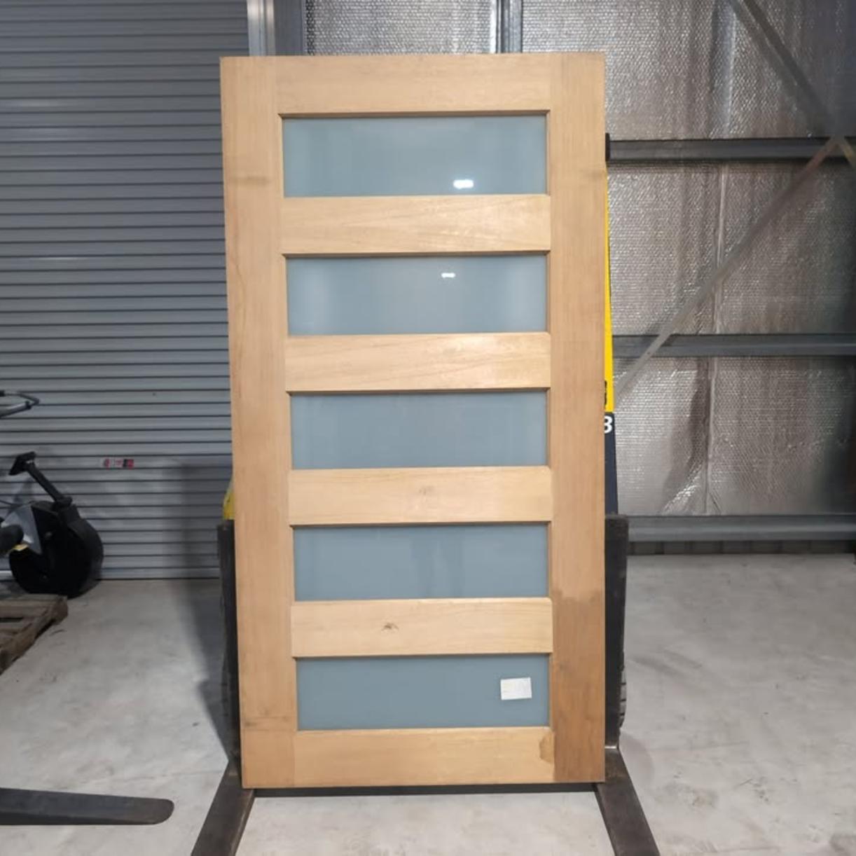 Timber Entry Door - 2340h x 1195w Solid Core w/ 4 x Obscure (Frosted) Glass *Factory Second* 30338