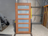Timber Entry Door - 2340h x 1160w Solid Core w/ 6 x Obscure (Frosted) Glass *Factory Second* 30339