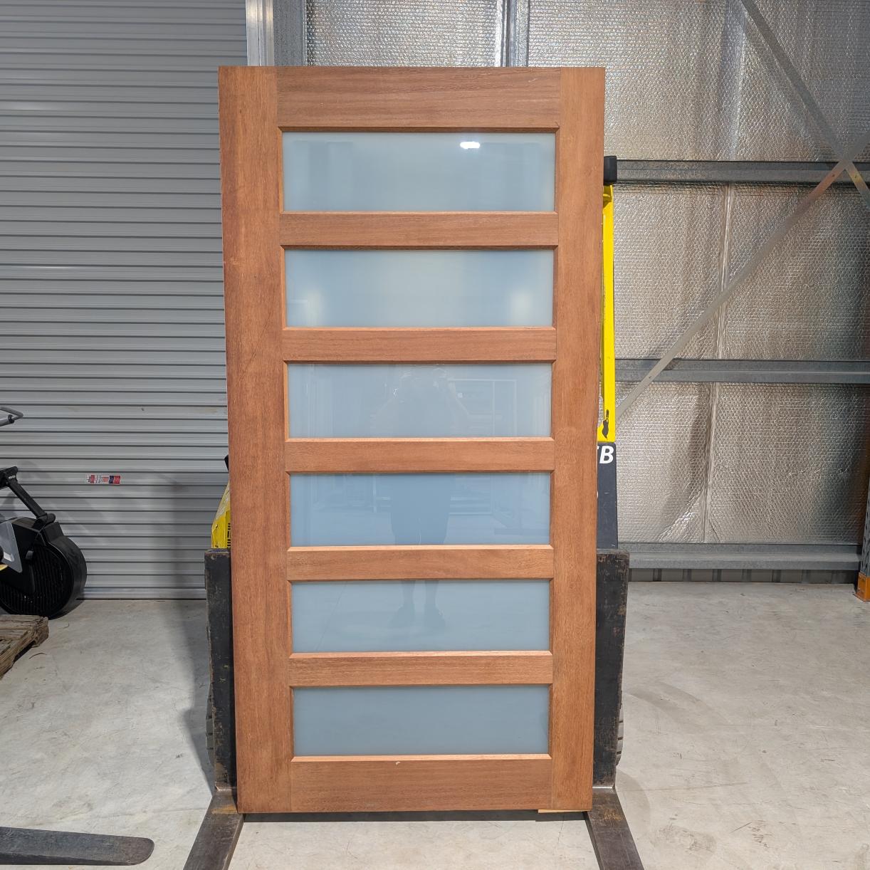 Timber Entry Door - 2340h x 1160w Solid Core w/ 6 x Obscure (Frosted) Glass *Factory Second* 30339