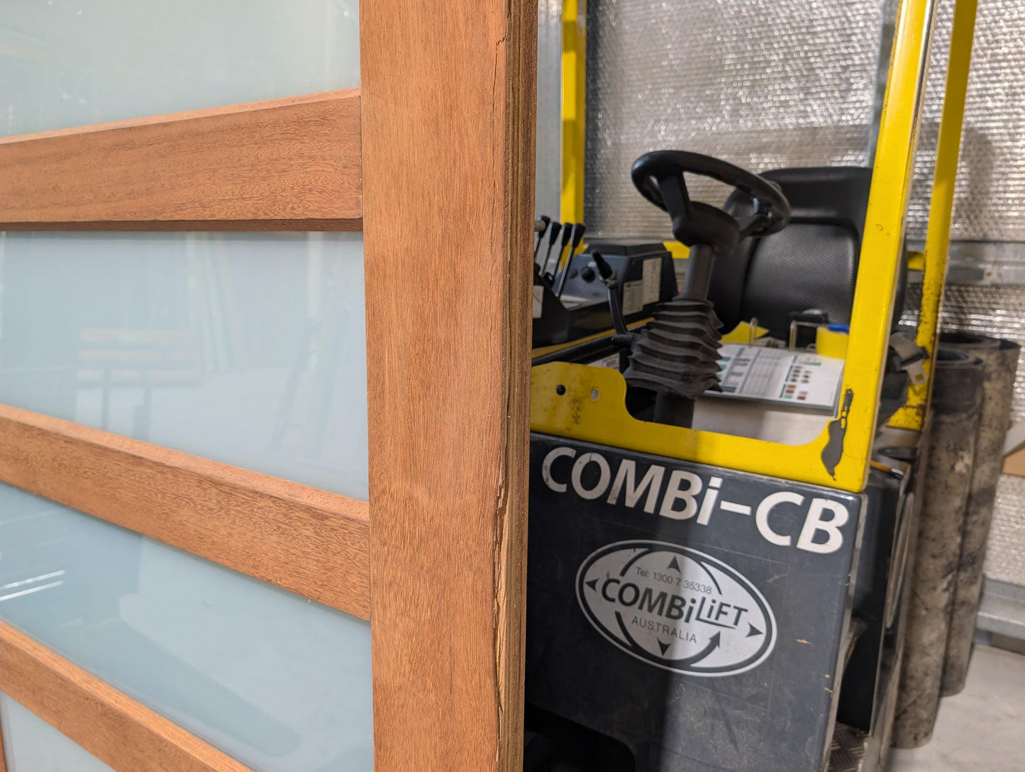 Timber Entry Door - 2340h x 1160w Solid Core w/ 6 x Obscure (Frosted) Glass *Factory Second* 30339