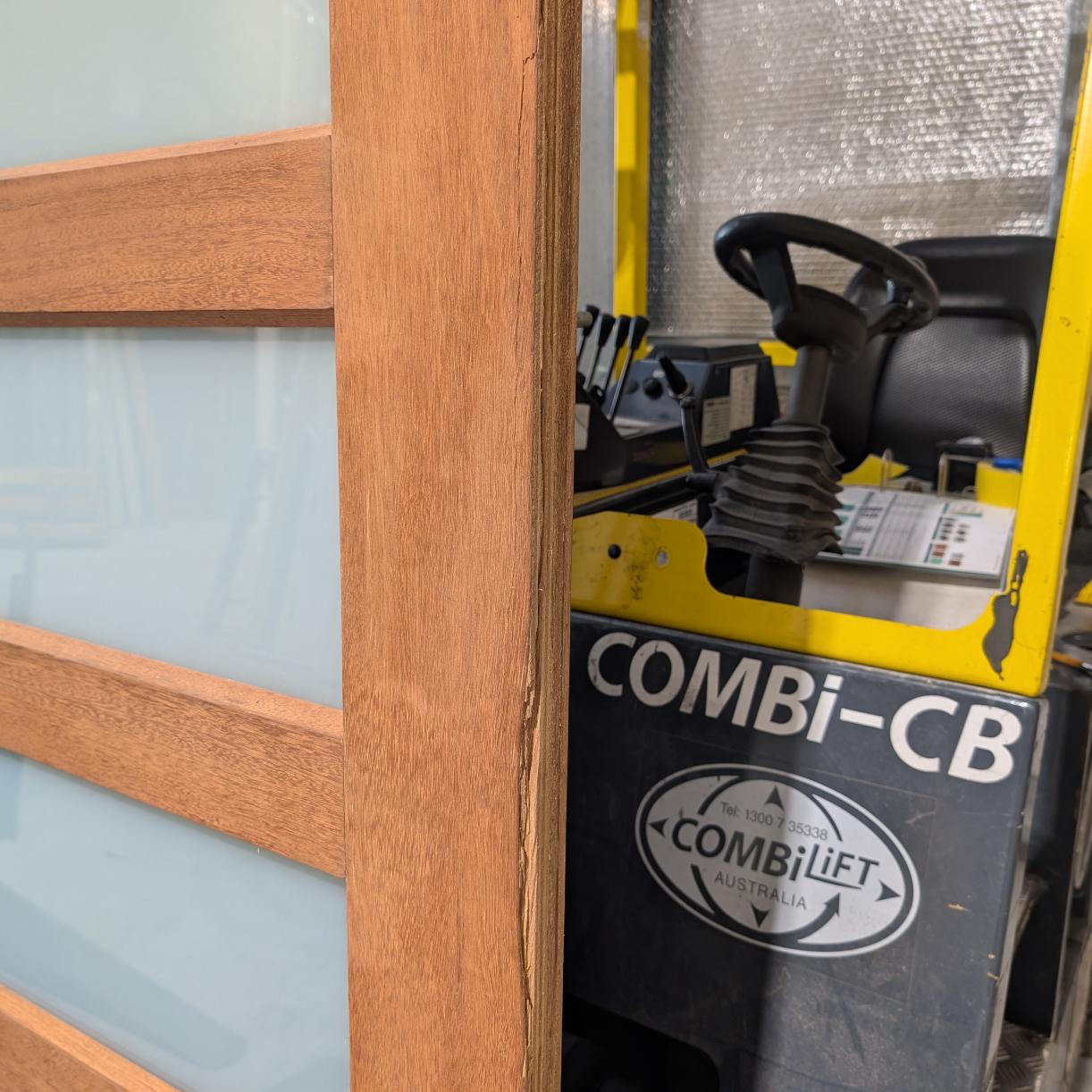 Timber Entry Door - 2340h x 1160w Solid Core w/ 6 x Obscure (Frosted) Glass *Factory Second* 30339