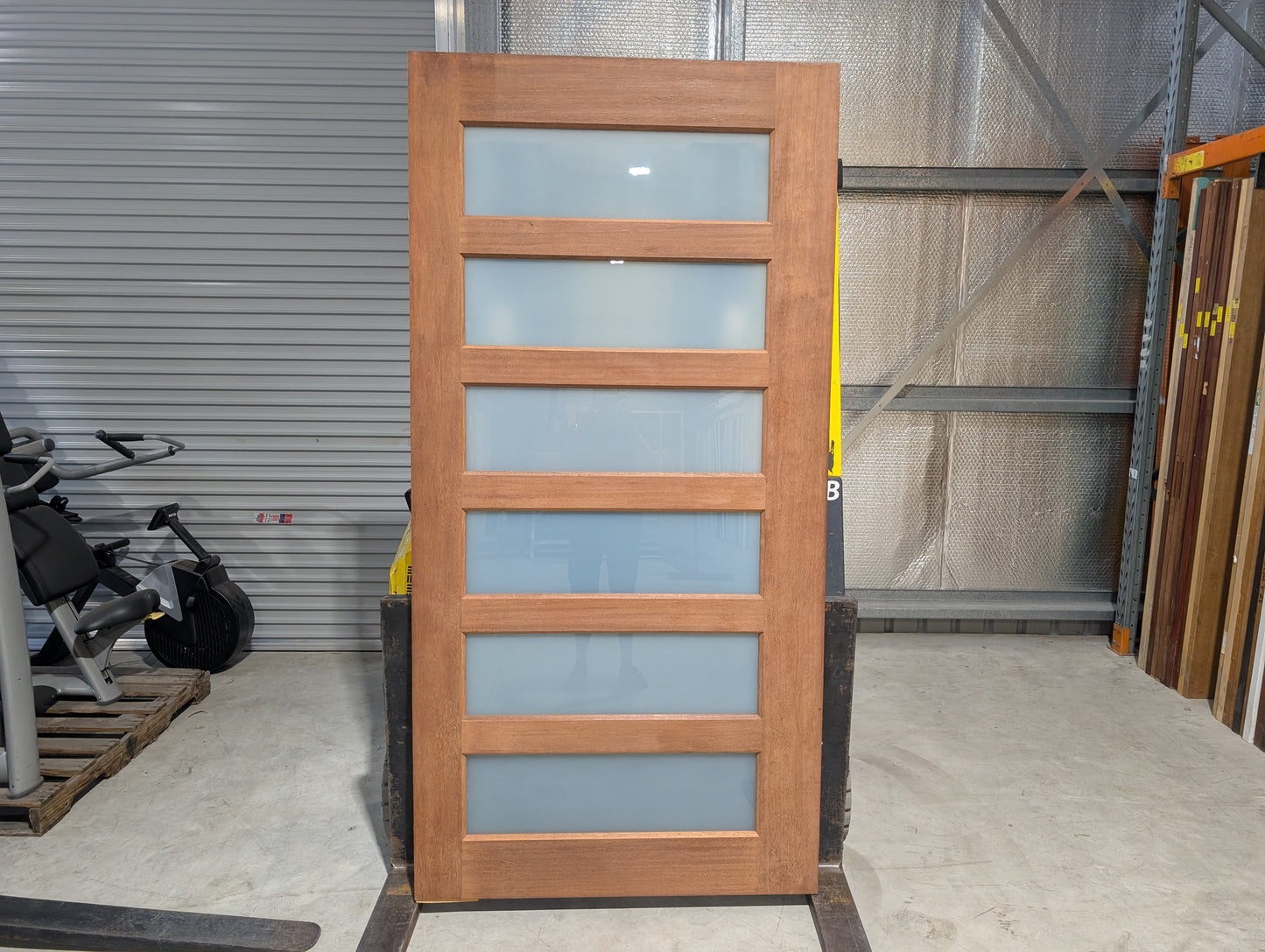 Timber Entry Door - 2340h x 1160w Solid Core w/ 6 x Obscure (Frosted) Glass *Factory Second* 30339