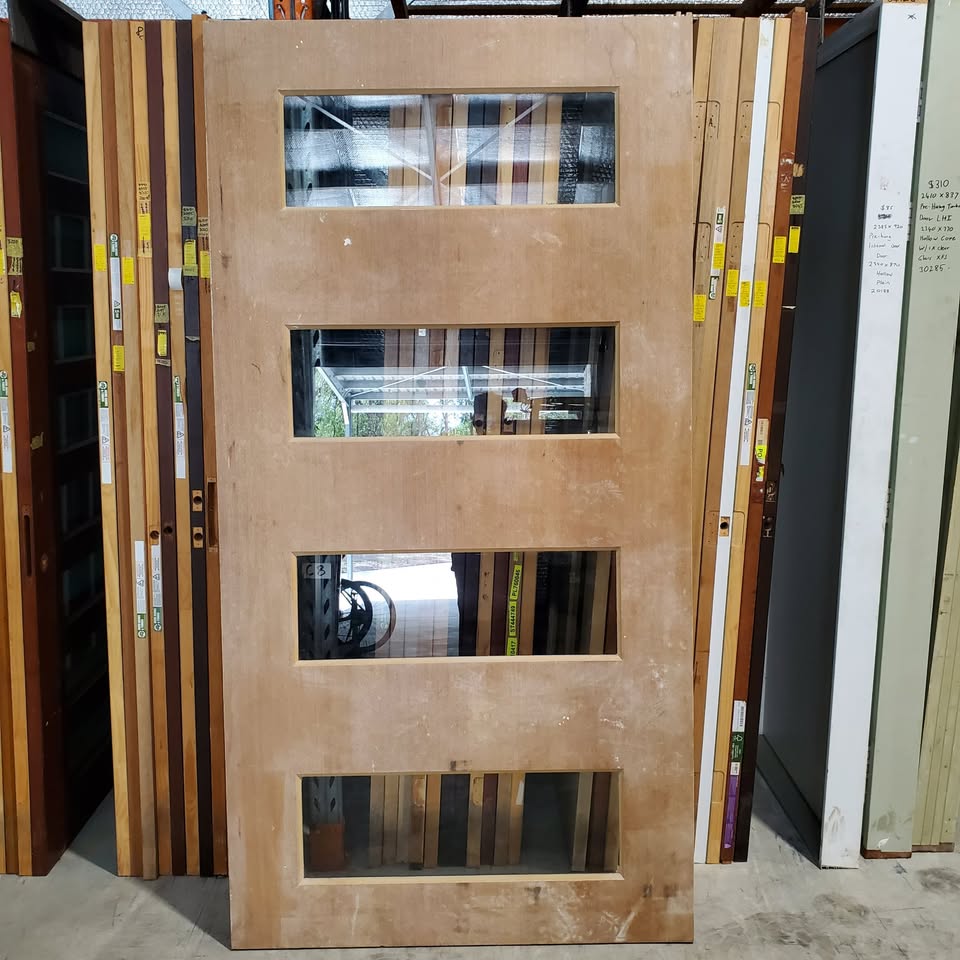 Timber Entry Door - 2340h x 1200w Solid Core w/ 4 x Clear Glass *Factory Second* 30340
