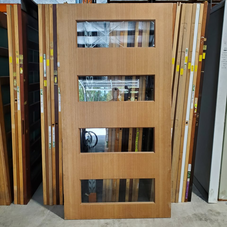 Timber Entry Door - 2340h x 1200w Solid Core w/ 4 x Clear Glass *Factory Second* 30340