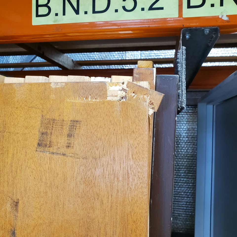 Timber Entry Door -2317h x 1190w Solid Core w/ 4 x Obscure (Frosted) Glass *Second Hand* 30341