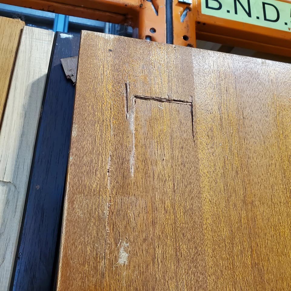 Timber Entry Door -2317h x 1190w Solid Core w/ 4 x Obscure (Frosted) Glass *Second Hand* 30341