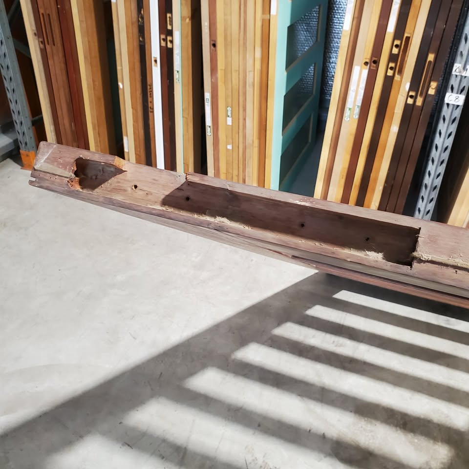 Timber Entry Door - 2340h x 1200w Solid Core Merbau Veneer w/ 8 x Clear Glass *Second Hand* 30342