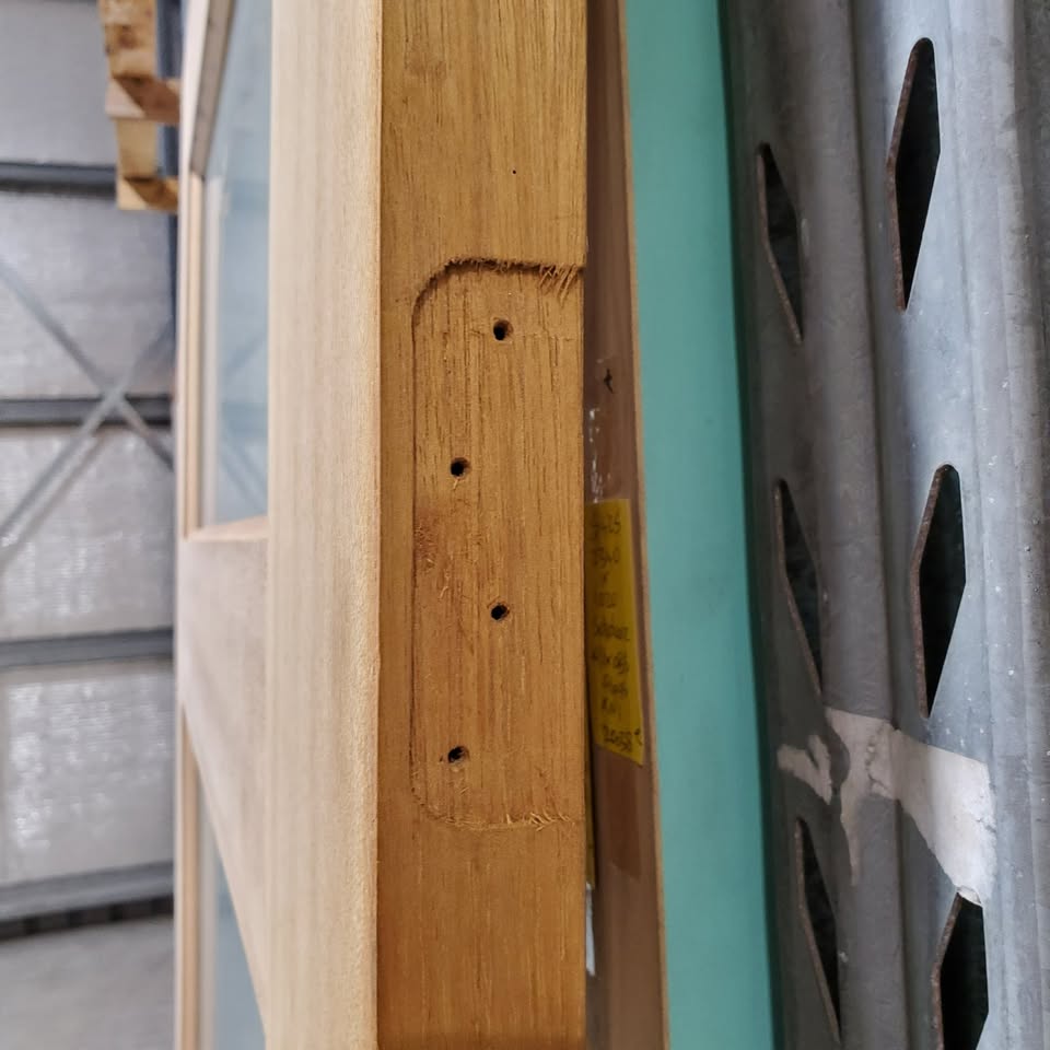 Timber Entry Door - 2340h x 1200w Solid Core w/ 4 x Obscure (Frosted) Glass *Factory Second* 30344