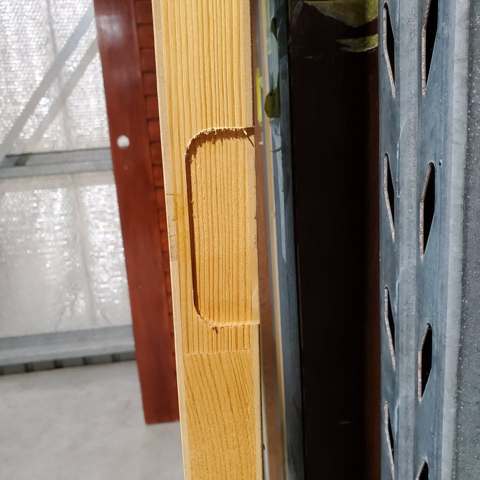 Timber Entry Door -2340h x 1200w Solid Core w/ 4 x Obscure (Frosted) Glass *Factory Second* 30345