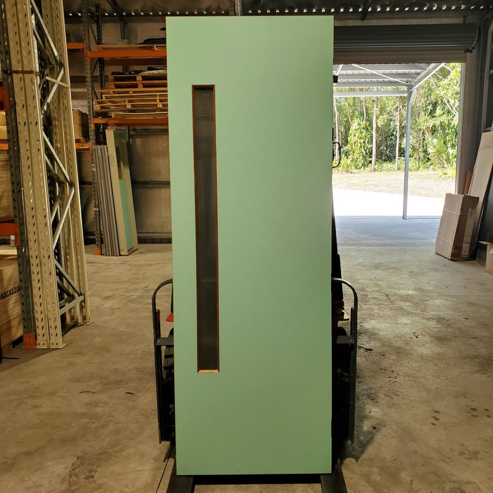 Timber Entry Door - 2340h x 820w Solid Core w/ 1 x Obscure (Frosted) Glass *Factory Second* 30355