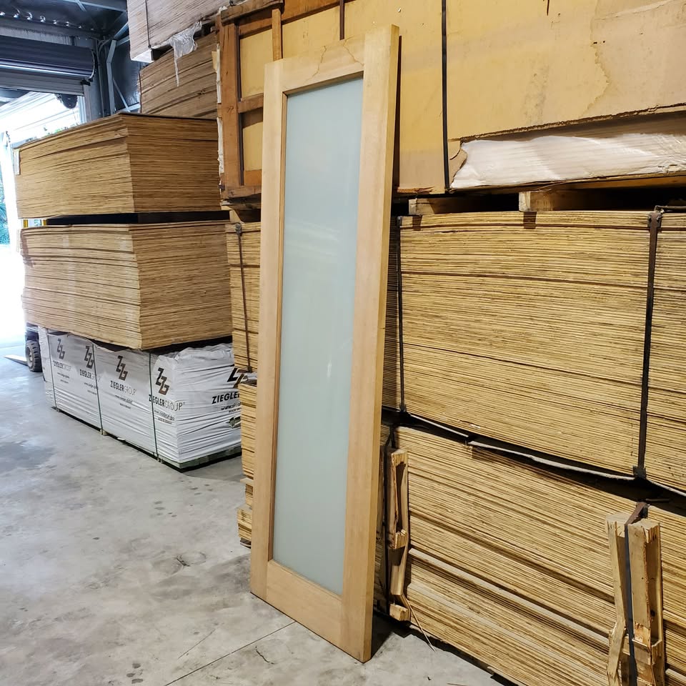 Timber Entry Door - 2340 x 770w Solid Core w/ 1 x Obscure (Frosted) Glass *Factory Second* 30398