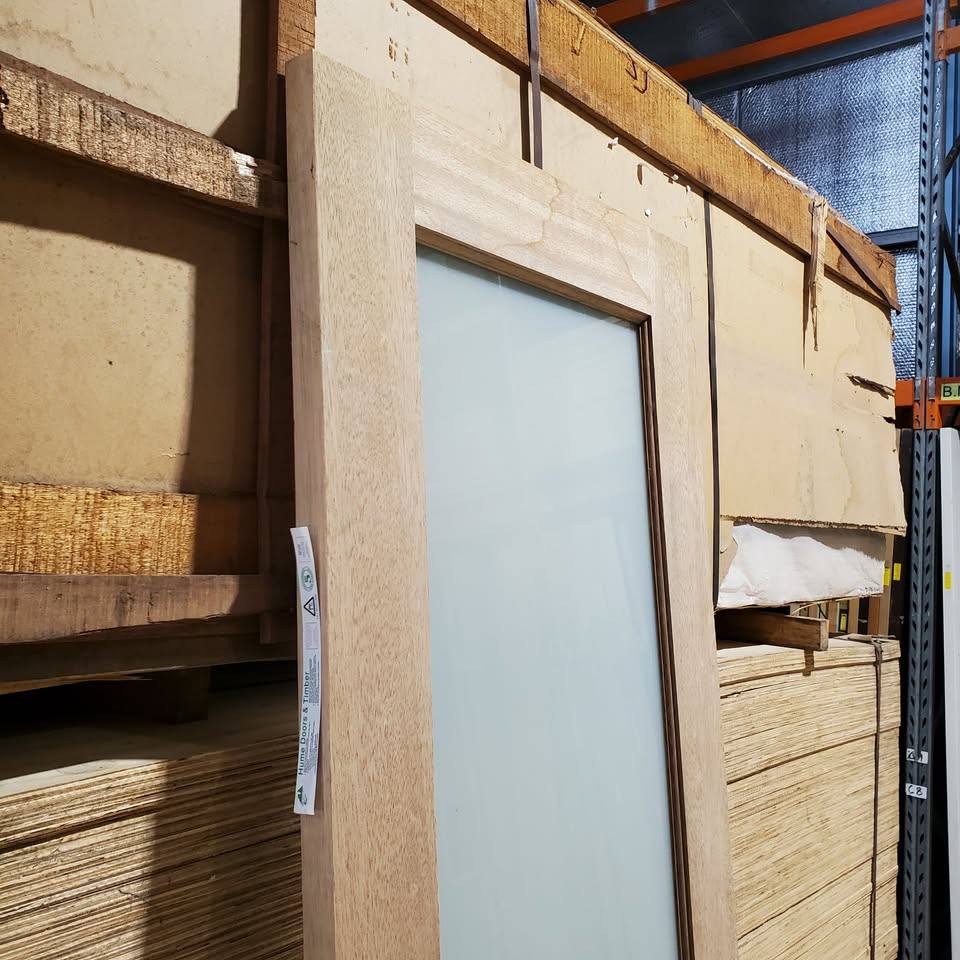 Timber Entry Door - 2340 x 770w Solid Core w/ 1 x Obscure (Frosted) Glass *Factory Second* 30398