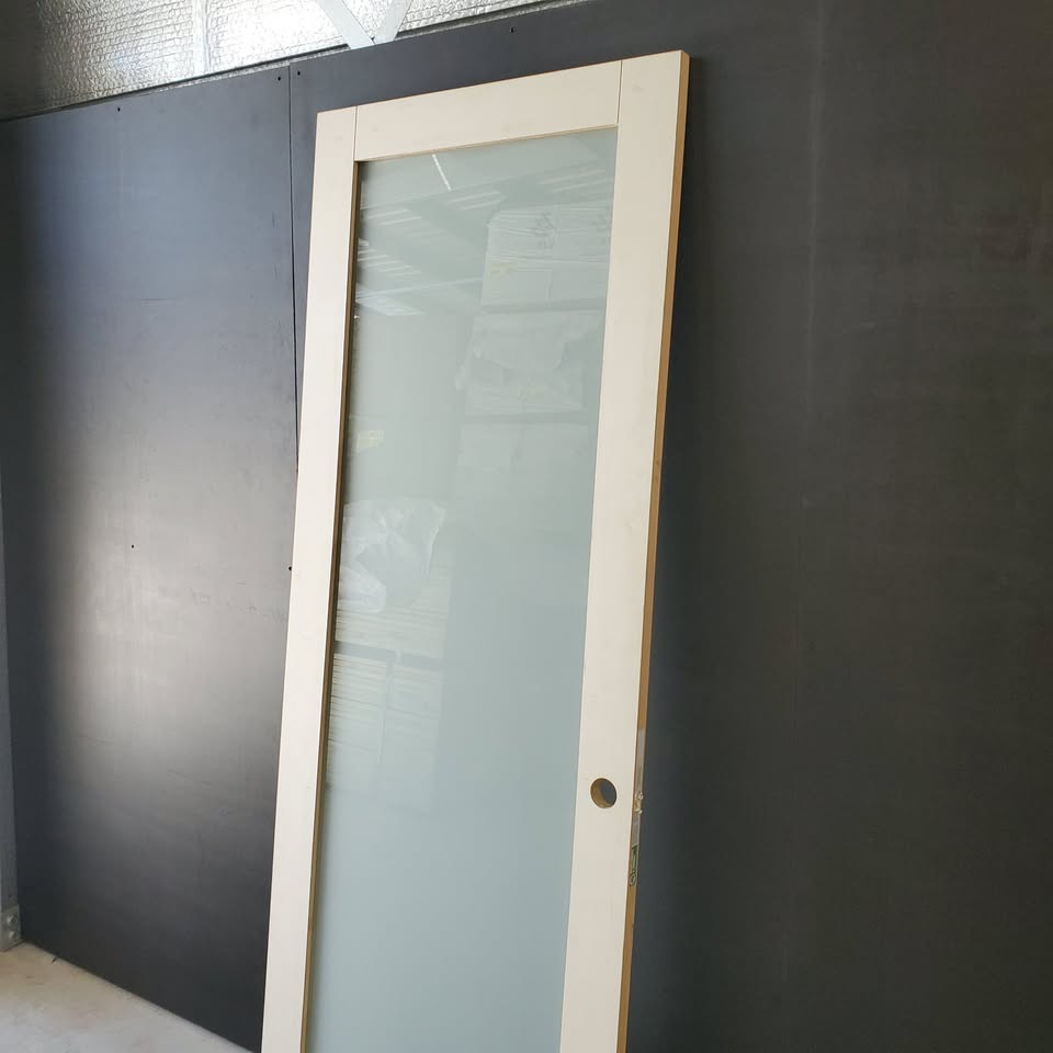 Internal Timber Door - 2340 x 870w Solid Core w/ 1 X Obscure Glass (HAM1) *Factory Second* 30409