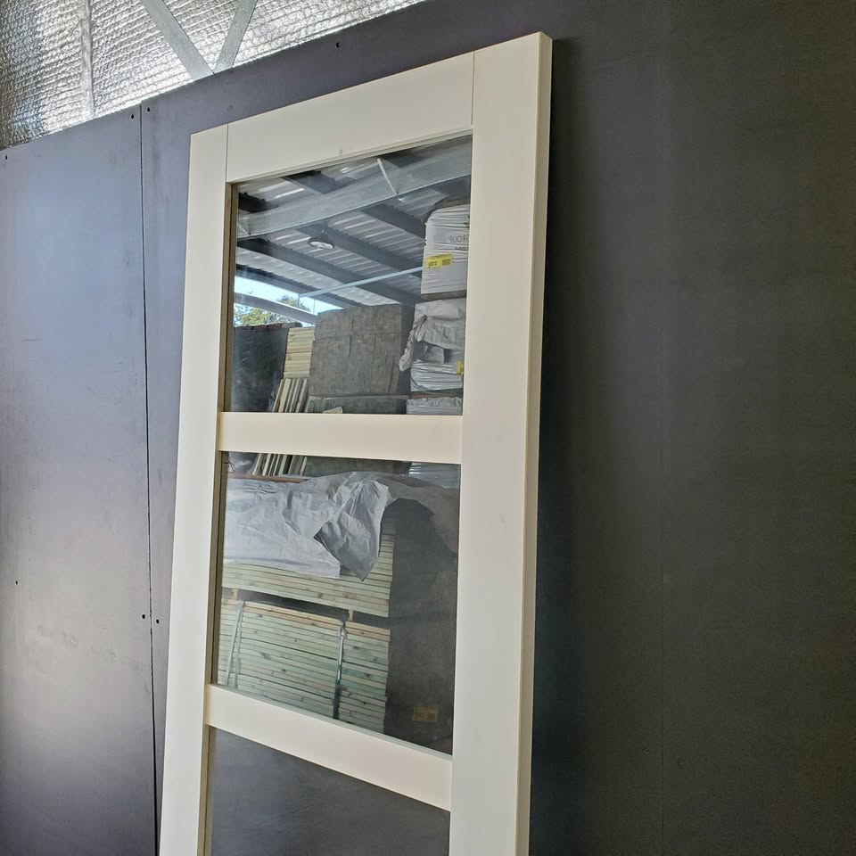 Internal Timber Door - 2340 x 820w Solid Core w/ 4 X Clear Glass  (HAM4) *Factory Second* 30411