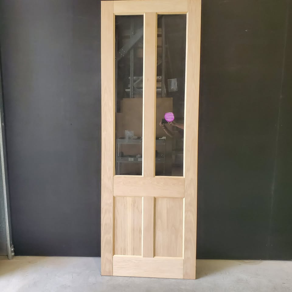 External Timber Door - 2340h x 820w Solid Core w/ 2 X Clear Glass  (AWO 7G) *Factory Second* 30432