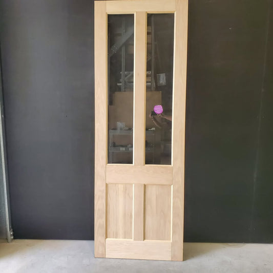 External Timber Door - 2340h x 820w Solid Core w/ 2 X Clear Glass  (AWO 7G) *Factory Second* 30432