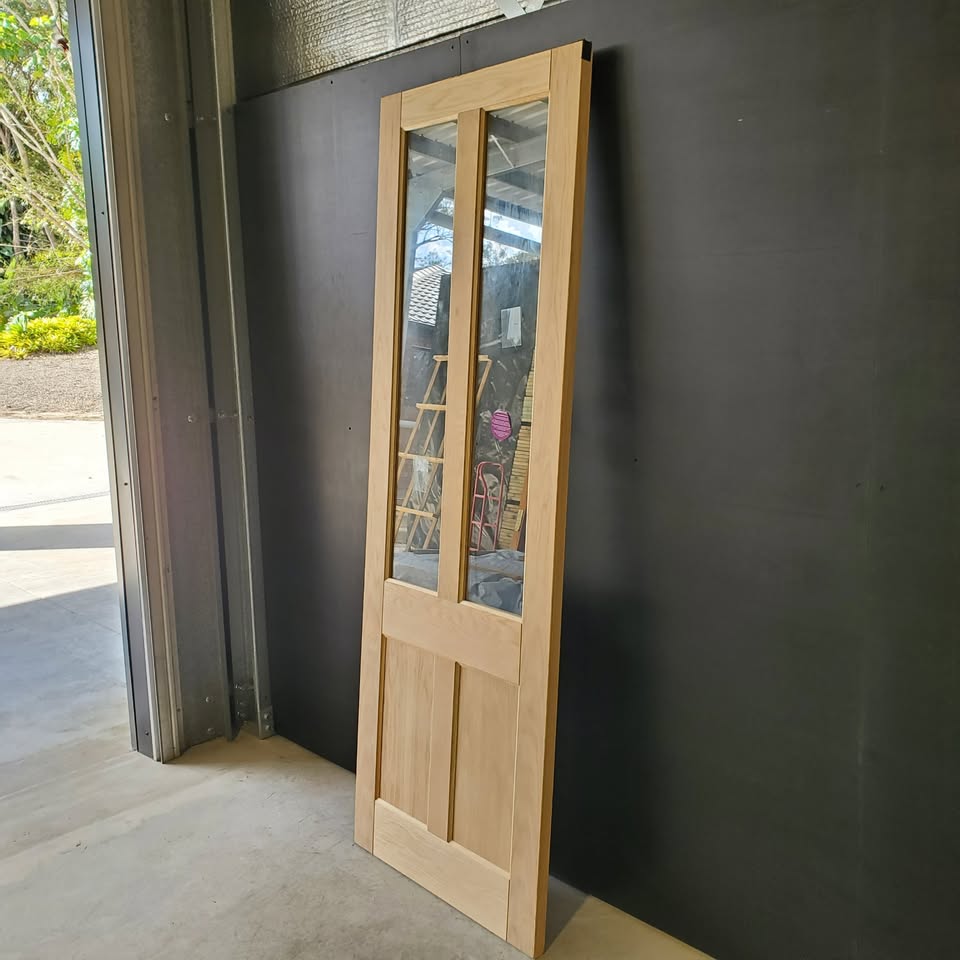 External Timber Door - 2340h x 820w Solid Core w/ 2 X Clear Glass  (AWO 7G) *Factory Second* 30432
