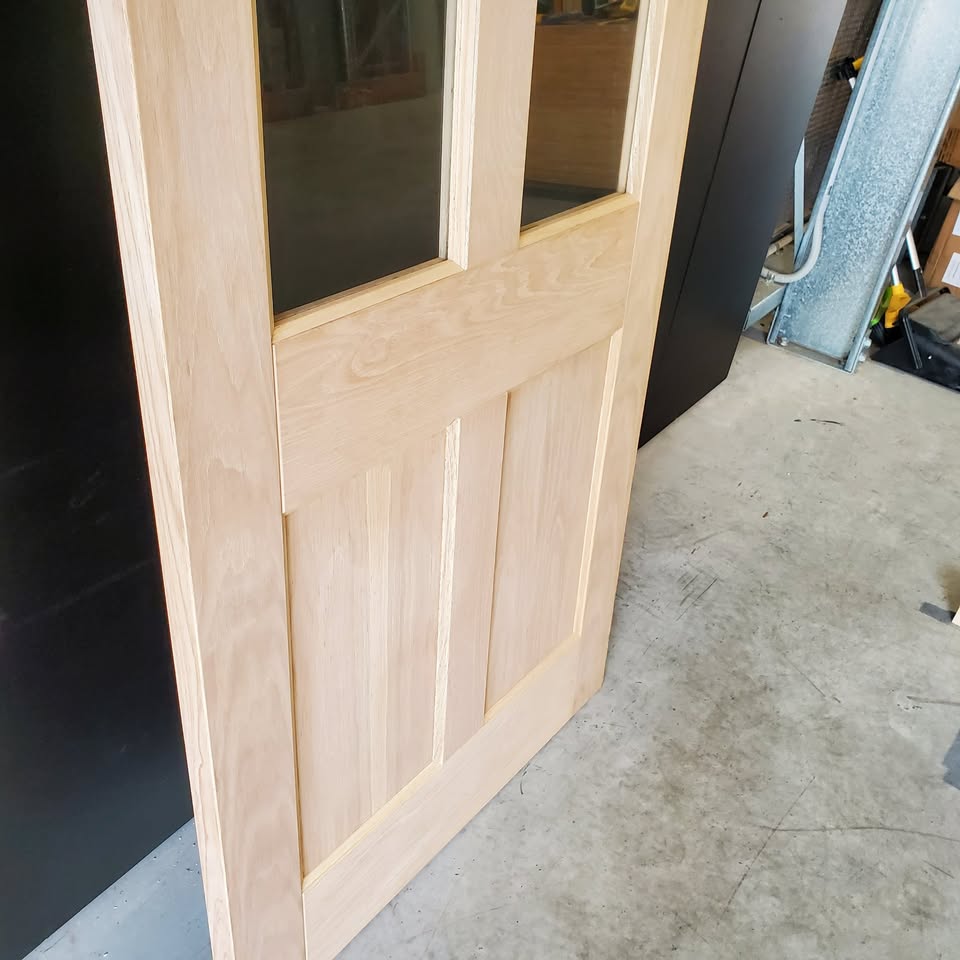 External Timber Door - 2340h x 820w Solid Core w/ 2 X Clear Glass  (AWO 7G) *Factory Second* 30432