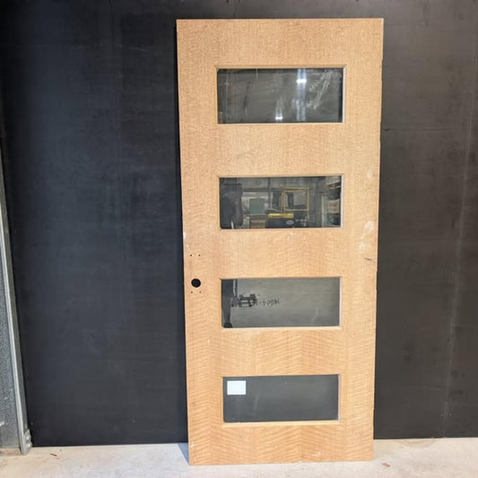 External Timber Door - 2340h x 1020w Solid Core w/ 4 X Clear Glass  (NEX35) *Factory Second* 30464