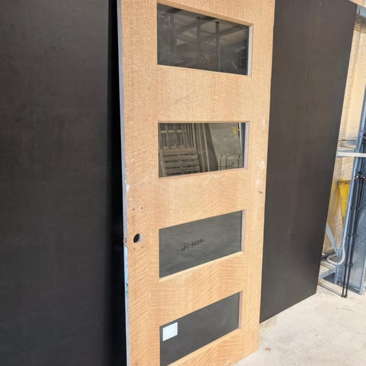External Timber Door - 2340h x 1020w Solid Core w/ 4 X Clear Glass (NEX35) *Factory Second* 30464