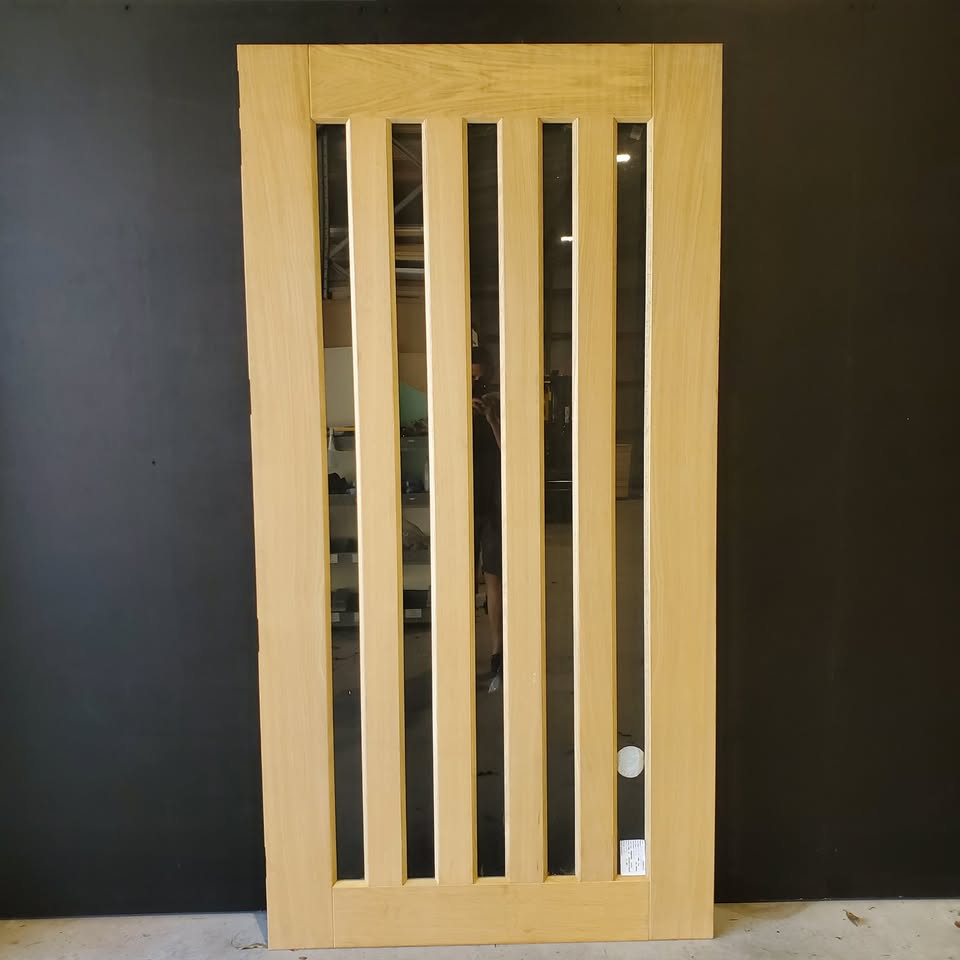 External Timber Door - 2340h x 1200w Solid Core w/ 5 X Clear Glass  (AWOWS 5VG) *Factory 2nd* 30465