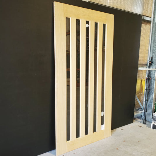 External Timber Door - 2340h x 1200w Solid Core w/ 5 X Clear Glass (AWOWS 5VG) *Factory 2nd* 30465