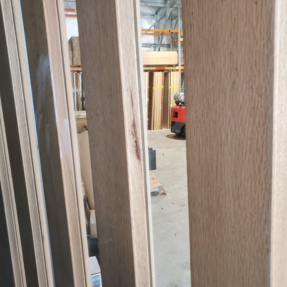 External Timber Door - 2340h x 1200w Solid Core w/ 5 X Clear Glass  (AWOWS 5VG) *Factory 2nd* 30465