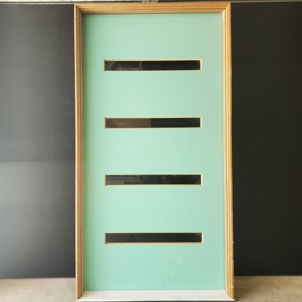 Timber Entry Door - Pre-Hung in a 2400h x 1267w Frame w/  4 x Clear Glass *Factory 2nd* 30480