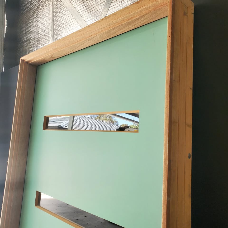 Timber Entry Door - Pre-Hung in a 2400h x 1267w Frame w/  4 x Clear Glass *Factory 2nd* 30480