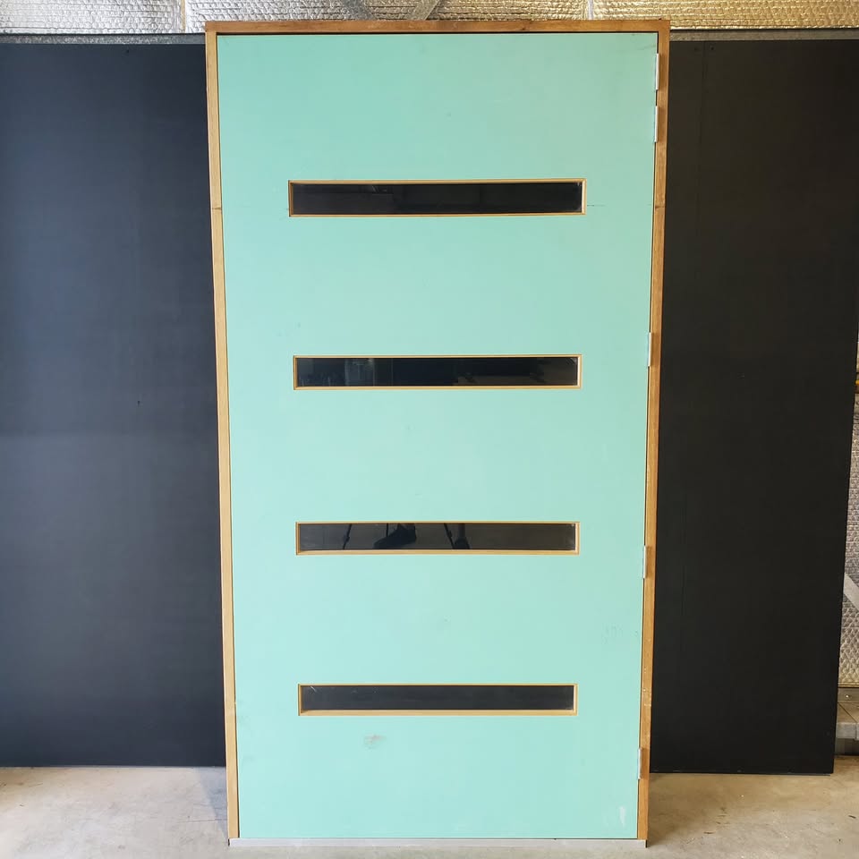 Timber Entry Door - Pre-Hung in a 2400h x 1267w Frame w/  4 x Clear Glass *Factory 2nd* 30480