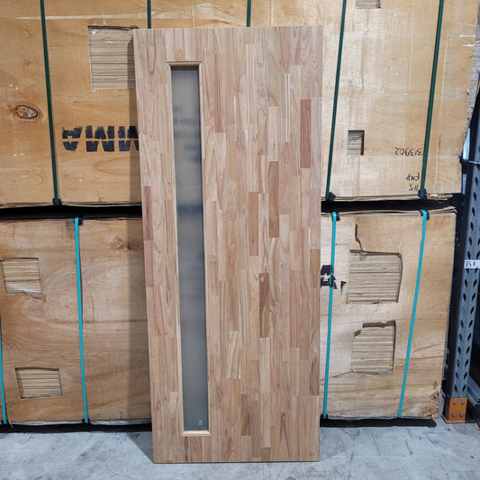 Timber Entry Door - 2040h x 820w Solid Core w/ 1 x Obscure (Frosted) Glass *New Imported* 40015