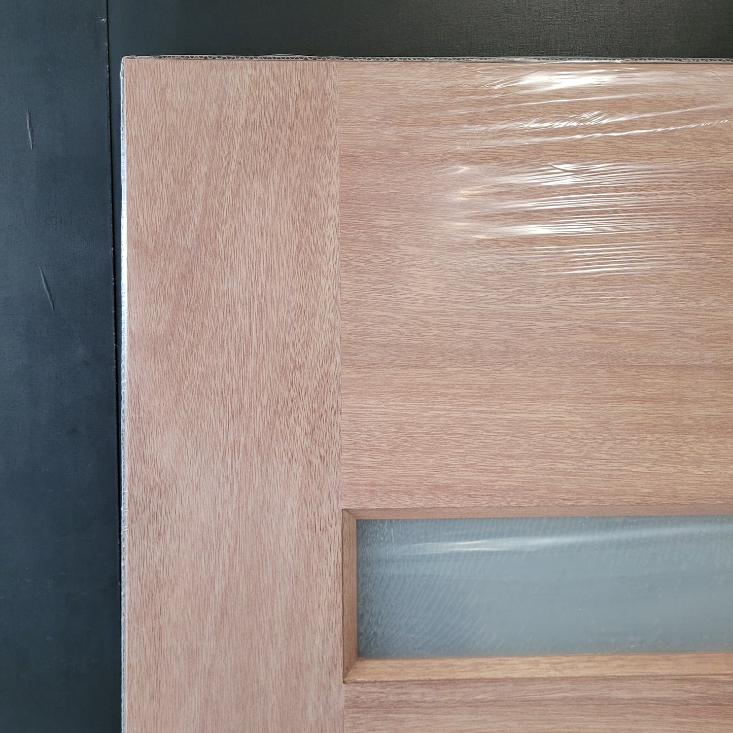 Timber Entry Door - 2040h x 820w Solid Core w/ 4 x Horizontal Obscure (Frosted) Glass *New* 40019