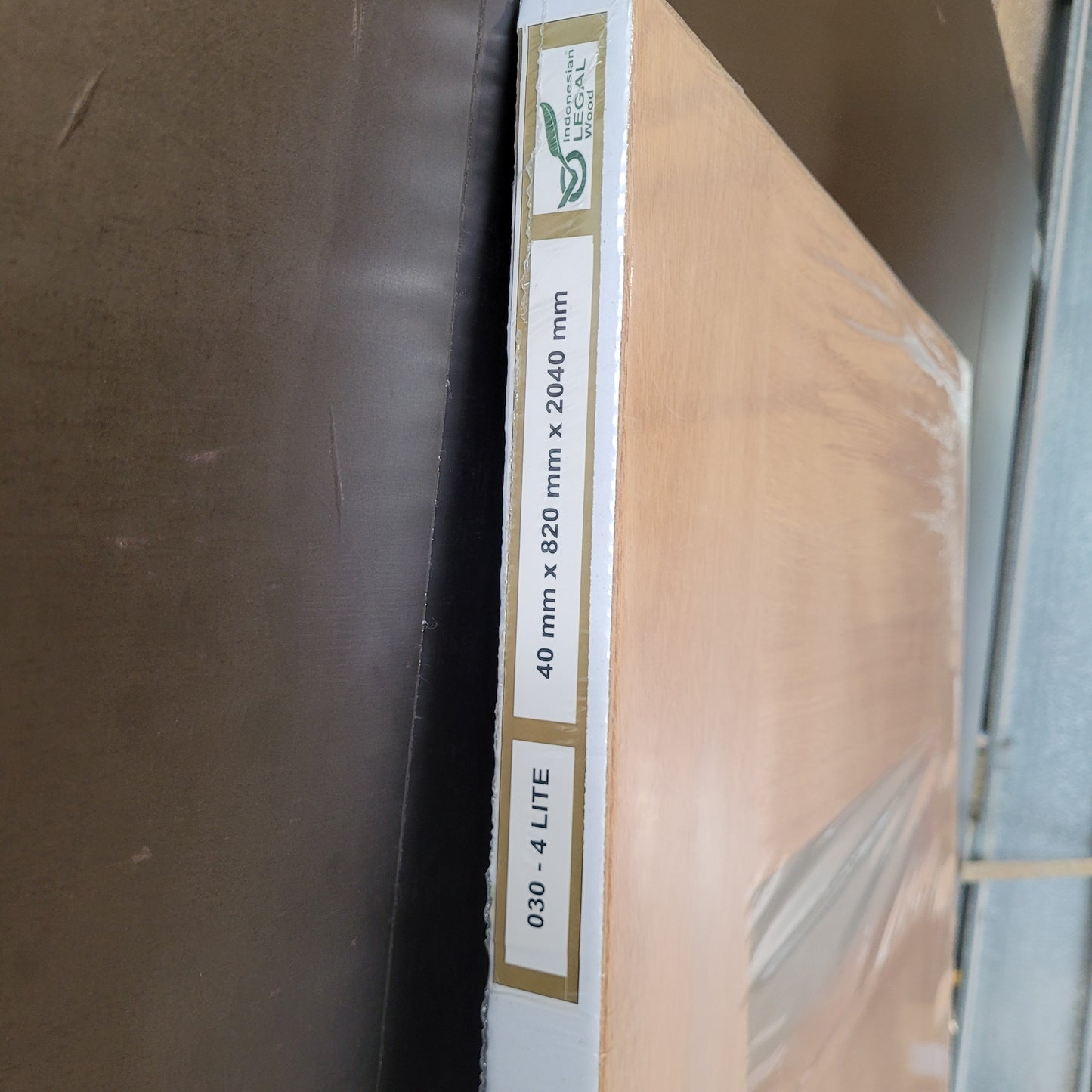 Timber Entry Door - 2040h x 820w Solid Core w/ 4 x Horizontal Obscure (Frosted) Glass *New* 40019