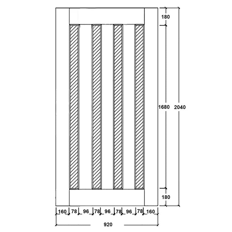 Timber Entry Door - 2040h x 920w Solid Core w/ 4 x Vertical Obscure (Frosted) Glass *New* 40022