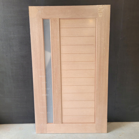 Timber Entry Door - 2040h x 1200w Solid Core w/ 1 x Vertical Obscure (Frosted) Glass *New* 40025