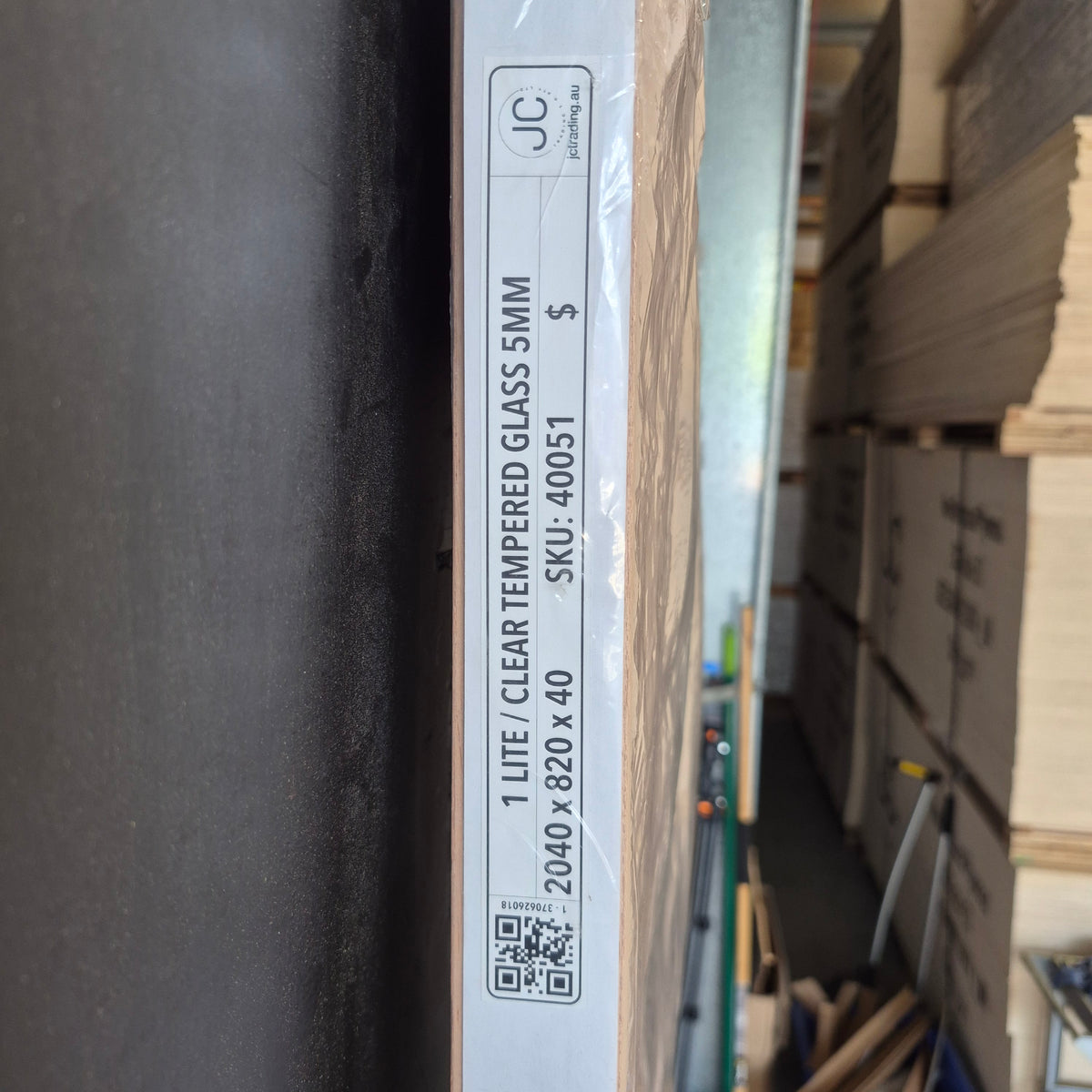 Timber Entry Door - 2040h x 820w Solid Core w/ 1 x Full Panel Clear Glass *New* 40051