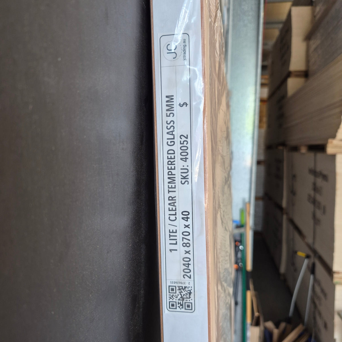 Timber Entry Door - 2040h x 870w Solid Core w/ 1 x Full Panel Clear Glass *New* 40052