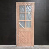 Timber Entry Door - 2040h x 820w Solid Core w/ 6 x Obscure (Frosted) Glass + Infill Panel *New* 40054