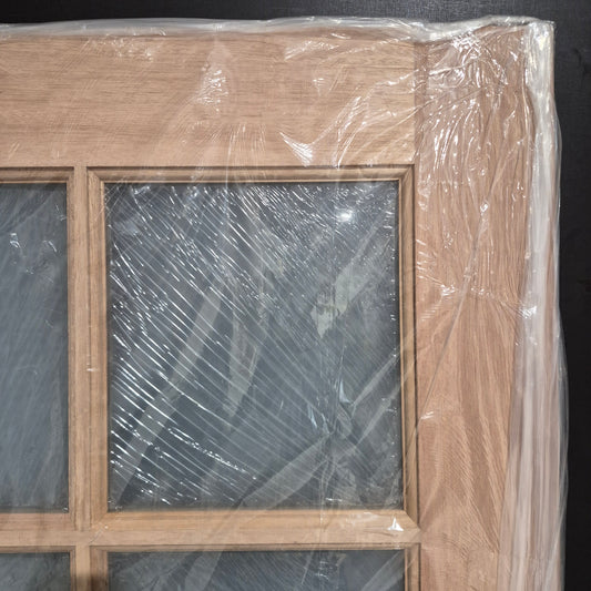 Timber Entry Door - 2040h x 870w Solid Core w/ 6 x Obscure (Frosted) Glass + Infill Panel *New* 40055