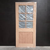 Timber Entry Door - 2040h x 920w Solid Core w/ 6 x Obscure (Frosted) Glass + Infill Panel *New* 40056