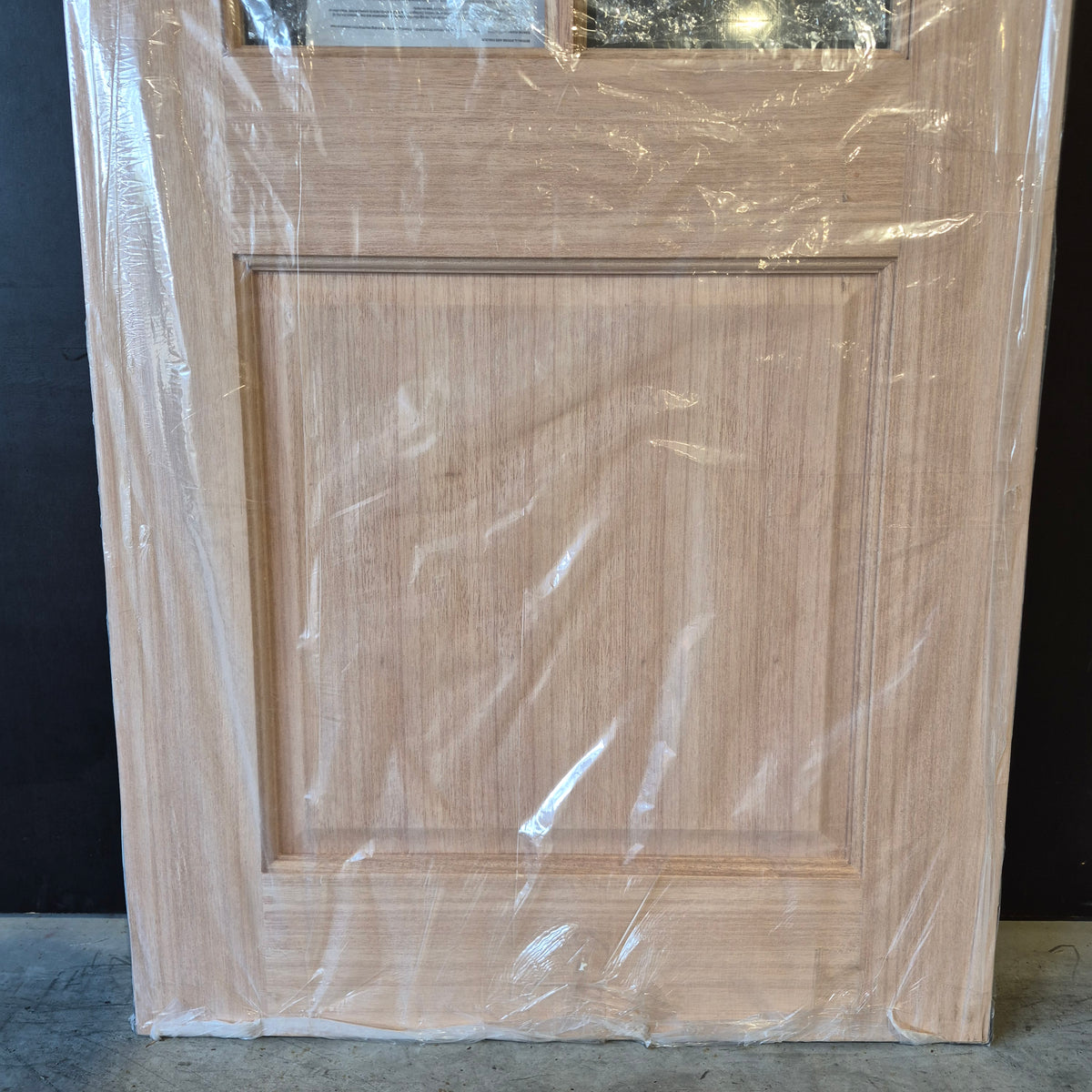 Timber Entry Door - 2040h x 820w Solid Core w/ 6 x Clear Glass + Infill Panel *New* 40057